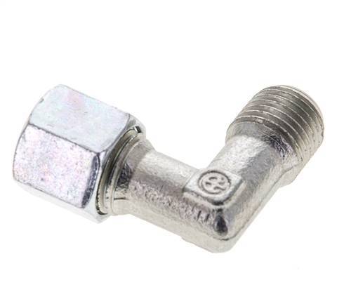 1/4'' NPT Male x 8L Zinc plated Steel 90 deg Elbow Cutting ring 315 Bar DIN 2353