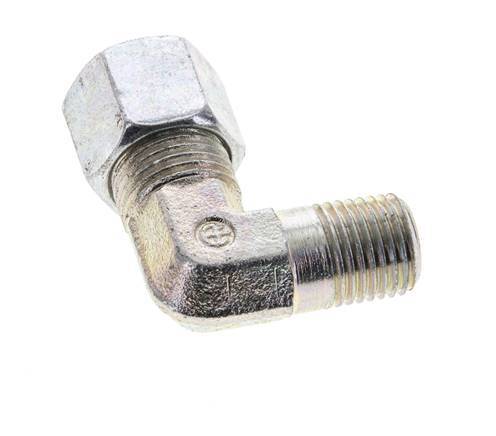 1/4'' NPT Male x 10L Zinc plated Steel 90 deg Elbow Cutting ring 315 Bar DIN 2353