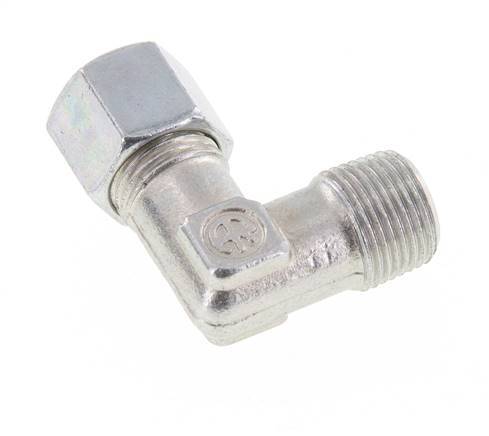 R 3/8'' Außengewinde x 10L Verzinkter Stahl 90 Grad Winkelverschraubung 315 Bar DIN 2353