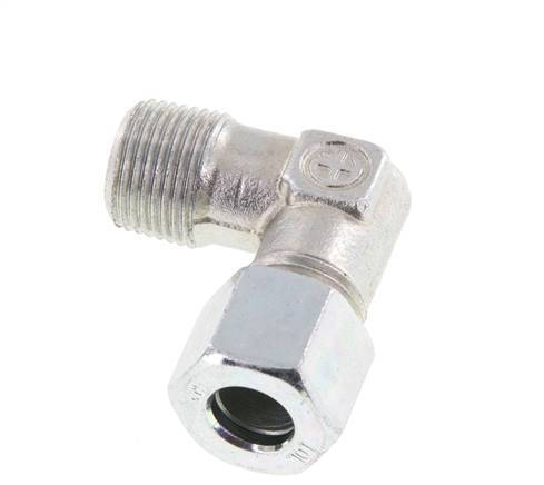 R 3/8'' Außengewinde x 10L Verzinkter Stahl 90 Grad Winkelverschraubung 315 Bar DIN 2353