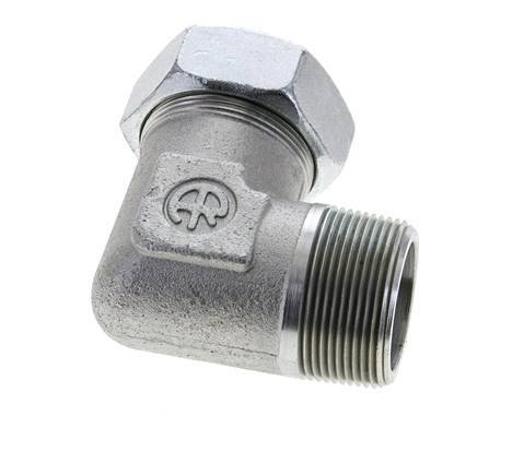 1 1/2'' NPT Male x 42L Zinc plated Steel 90 deg Elbow Cutting ring 160 Bar DIN 2353