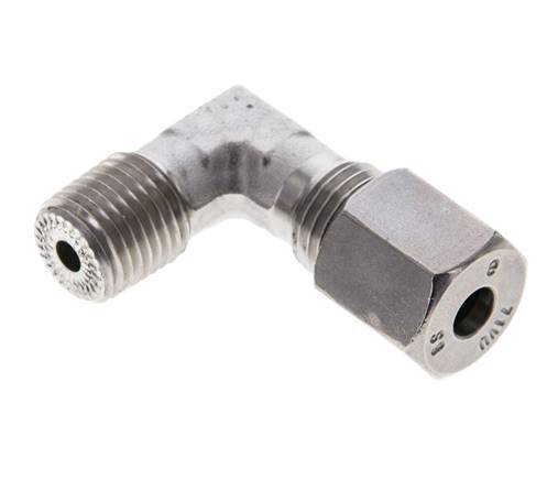 1/4'' NPT Male x 6S Stainless steel 90 deg Elbow Cutting ring 630 Bar DIN 2353