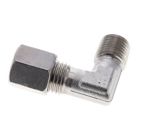 1/4'' NPT Male x 6S Stainless steel 90 deg Elbow Cutting ring 630 Bar DIN 2353