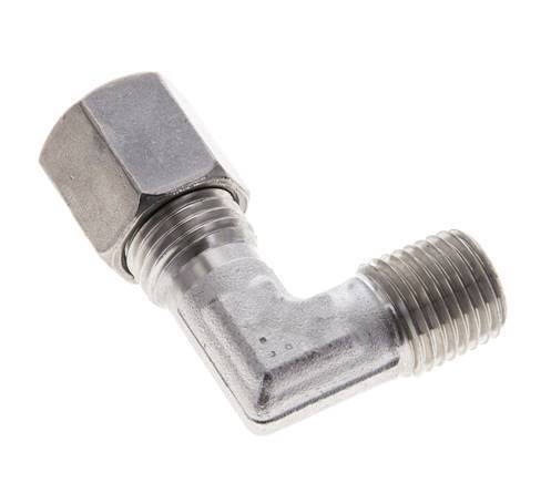 1/4'' NPT Male x 6S Stainless steel 90 deg Elbow Cutting ring 630 Bar DIN 2353