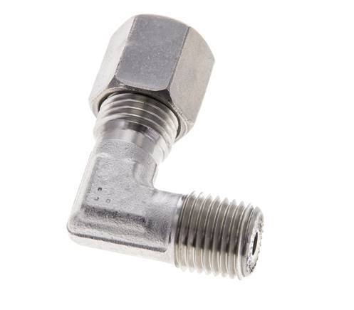1/4'' NPT Male x 6S Stainless steel 90 deg Elbow Cutting ring 630 Bar DIN 2353