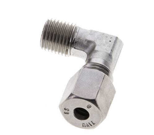 1/4'' NPT Male x 6S Stainless steel 90 deg Elbow Cutting ring 630 Bar DIN 2353