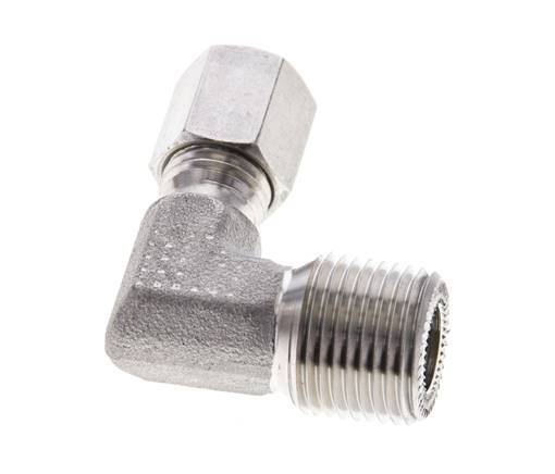 3/8'' NPT Male x 6L Stainless steel 90 deg Elbow Cutting ring 315 Bar DIN 2353