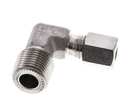 3/8'' NPT Male x 6L Stainless steel 90 deg Elbow Cutting ring 315 Bar DIN 2353