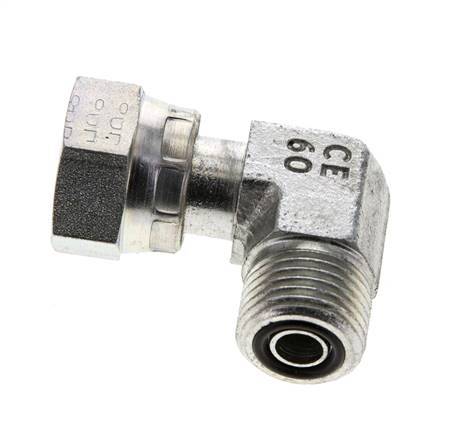 UN 11/16''-16 x UN 11/16''-16 M/F Verzinkter Stahl 90 Grad Winkelverschraubung ORFS 630 Bar - Hydraulisch