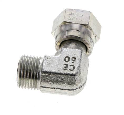 UN 11/16''-16 x UN 11/16''-16 M/F Verzinkter Stahl 90 Grad Winkelverschraubung ORFS 630 Bar - Hydraulisch