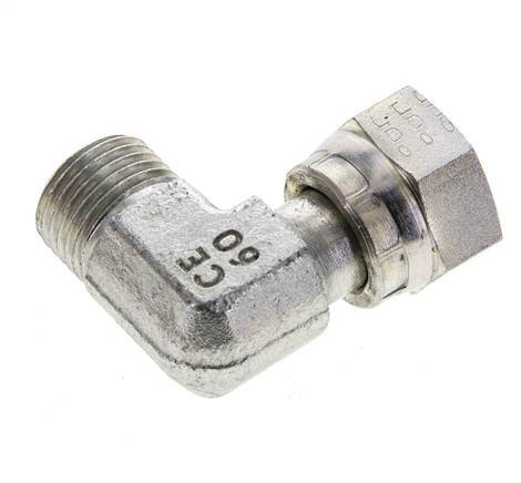 UN 11/16''-16 x UN 11/16''-16 M/F Verzinkter Stahl 90 Grad Winkelverschraubung ORFS 630 Bar - Hydraulisch