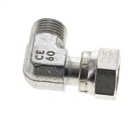 UN 11/16''-16 x UN 11/16''-16 M/F Verzinkter Stahl 90 Grad Winkelverschraubung ORFS 630 Bar - Hydraulisch