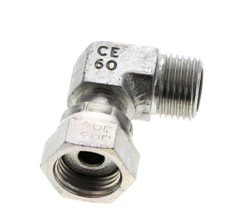 UN 11/16''-16 x UN 11/16''-16 M/F Verzinkter Stahl 90 Grad Winkelverschraubung ORFS 630 Bar - Hydraulisch