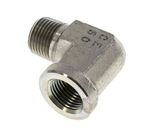 1/2'' NPT x 1/2'' NPT M/F Zinc plated Steel 90 deg Elbow Fitting 210 Bar - Hydraulic