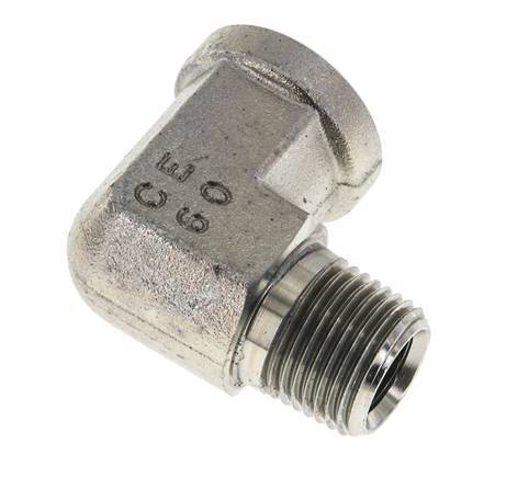 1/2'' NPT x 1/2'' NPT M/F Zinc plated Steel 90 deg Elbow Fitting 210 Bar - Hydraulic