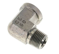 1/2'' NPT x 1/2'' NPT M/F Zinc plated Steel 90 deg Elbow Fitting 210 Bar - Hydraulic