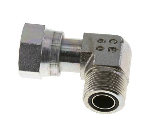 UNS 1''-14 x UNS 1''-14 M/F Verzinkter Stahl 90 Grad-Winkelverschraubung ORFS 400 Bar - Hydraulisch