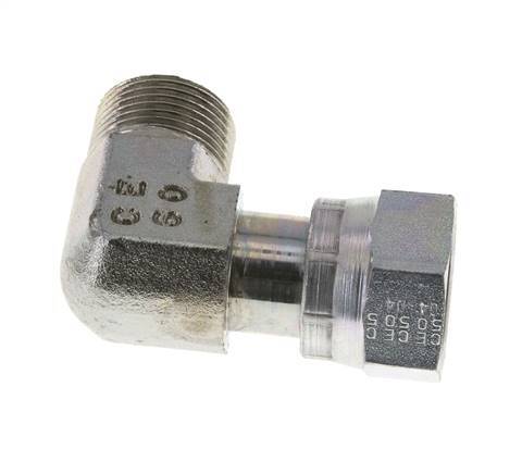 UNS 1''-14 x UNS 1''-14 M/F Verzinkter Stahl 90 Grad-Winkelverschraubung ORFS 400 Bar - Hydraulisch