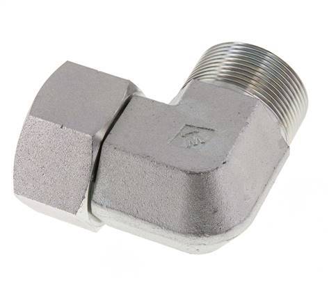 G 1 1/2'' M/F Zinc plated Steel 90 deg Elbow Fitting 125 Bar - Hydraulic