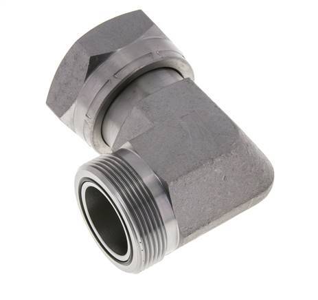UN 2''-12 x UN 2''-12 M/F Zinc plated Steel 90 deg Elbow Fitting ORFS 250 Bar - Hydraulic