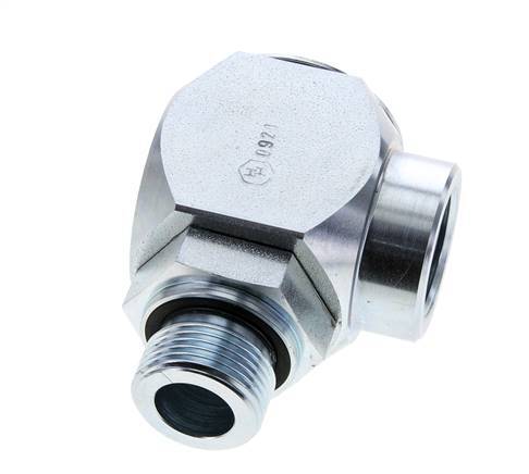 G 3/4'' M/F Zinc plated Steel 90 deg Elbow Swivel Joint High-pressure 250 Bar - Hydraulic