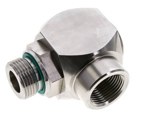 G 1'' M/F Edelstahl 90 Grad Winkel-Drehgelenk Hochdruck 250 Bar - Hydraulisch