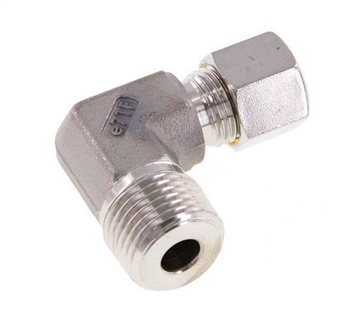 R 1/2'' Außengewinde x 10L Edelstahl 90-Grad-Kompressionsverschraubung 315 Bar DIN 2353