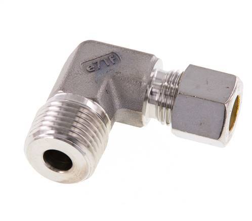 R 1/2'' Außengewinde x 10L Edelstahl 90-Grad-Kompressionsverschraubung 315 Bar DIN 2353