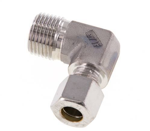 R 1/2'' Außengewinde x 10L Edelstahl 90-Grad-Kompressionsverschraubung 315 Bar DIN 2353