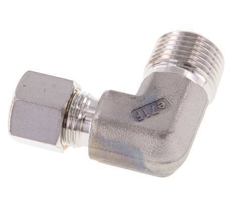 R 1/2'' Außengewinde x 10L Edelstahl 90-Grad-Kompressionsverschraubung 315 Bar DIN 2353