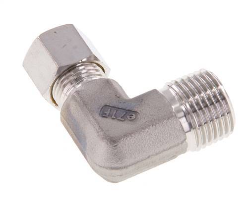 R 1/2'' Außengewinde x 10L Edelstahl 90-Grad-Kompressionsverschraubung 315 Bar DIN 2353