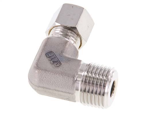 R 1/2'' Außengewinde x 10L Edelstahl 90-Grad-Kompressionsverschraubung 315 Bar DIN 2353