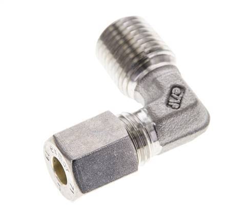 1/4'' NPT Male x 6L Stainless steel 90 deg Elbow Compression Fitting 315 Bar DIN 2353