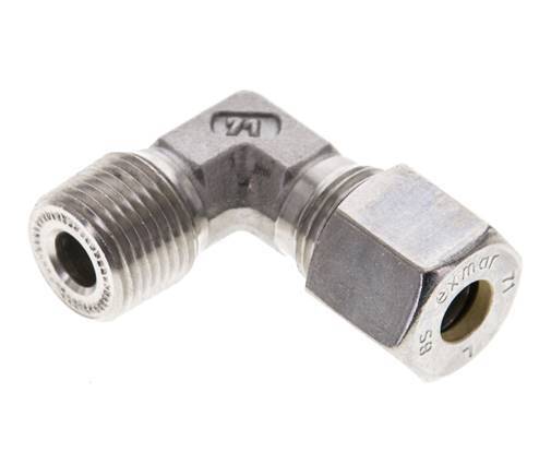 3/8'' NPT Male x 8S Stainless steel 90 deg Elbow Compression Fitting 630 Bar DIN 2353