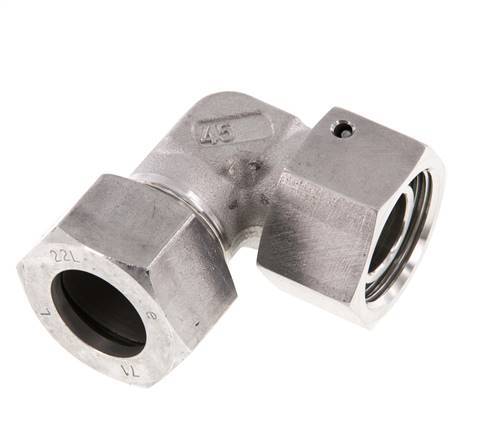 M30x2 x 22L Edelstahl Verstellbares 90 Grad Winkelstück mit Dichtkonus und O-Ring 160 Bar DIN 2353