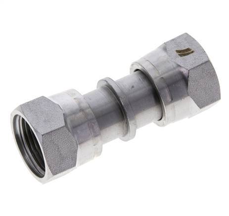 UNS 1''-14 Verzinkter Stahl Muffe ORFS mit Überwurfmutter 400 Bar - Hydraulisch