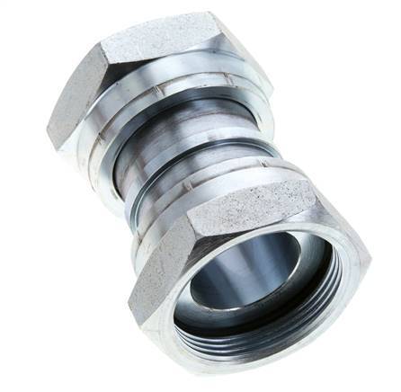 UN 2''-12 Verzinkter Stahl Muffe ORFS mit Überwurfmutter 250 Bar - Hydraulisch
