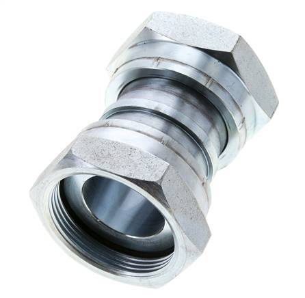 UN 2''-12 Verzinkter Stahl Muffe ORFS mit Überwurfmutter 250 Bar - Hydraulisch