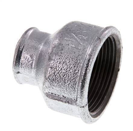 Rp 1 1/2'' x Rp 3/4'' Verzinktes Gusseisen Runde Muffe 25 Bar