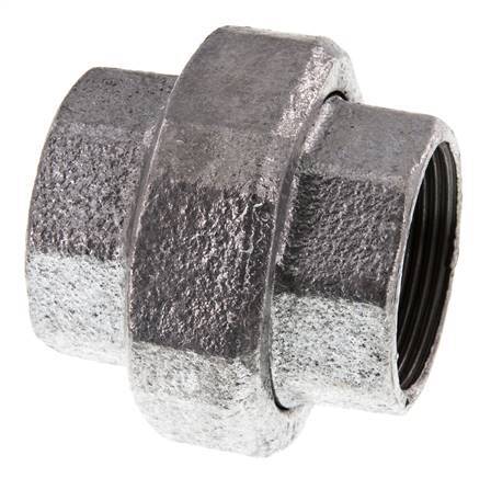 Rp 1 1/2'' Zinc plated Cast iron Double Nipple 3-pieces with Conically sealing 25 Bar