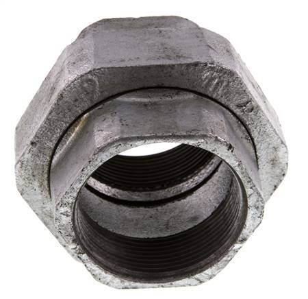 Rp 2'' Zinc plated Cast iron Double Nipple 3-pieces with Conically sealing 25 Bar