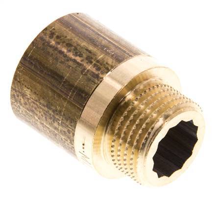 G 1/2'' F/M Messing-Verlängerung DIN 3523 - 25 mm [2 Stück]