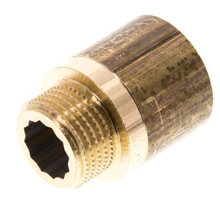 G 1/2'' F/M Messing-Verlängerung DIN 3523 - 25 mm [2 Stück]