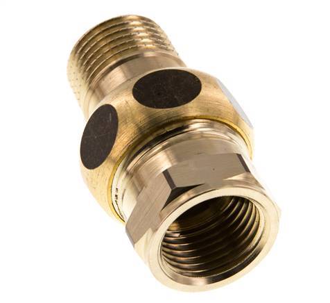 Rp 1/2'' x R 1/2'' F/M Brass Double Nipple 3-pieces with Conically sealing 16 Bar