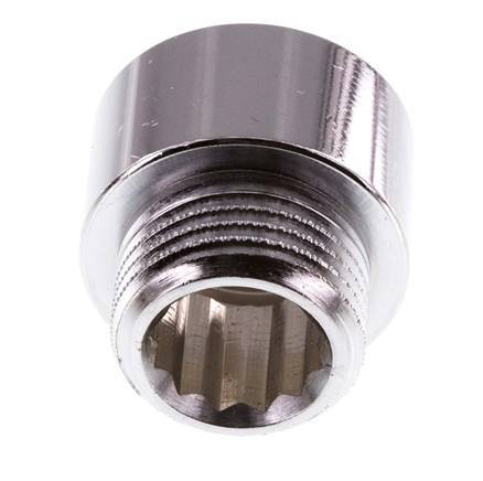 G 1/2'' F/M Chromium plated Brass Extension DIN 3523 - 15 mm [2 Pieces]