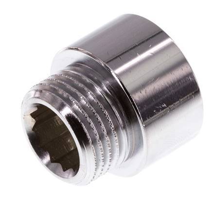 G 1/2'' F/M Chromium plated Brass Extension DIN 3523 - 15 mm [2 Pieces]