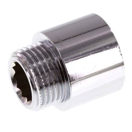 G 1/2'' F/M Messing verchromt Verlängerung DIN 3523 - 20 mm