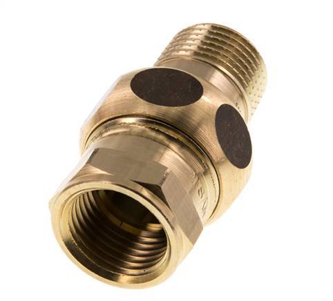 Rp 1/2'' x R 1/2'' F/M Messing Doppelnippel 3-teilig mit Flachdichtung 16 bar