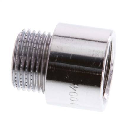 G 3/8'' F/M Chromium plated Brass Extension DIN 3523 - 15 mm [2 Pieces]