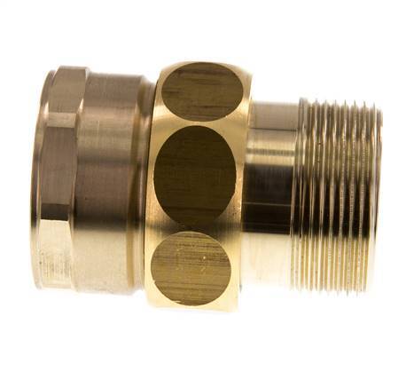 Rp 1 1/2'' x R 1 1/2'' F/M Messing Doppelnippel 3-teilig mit Flachdichtung 16 bar